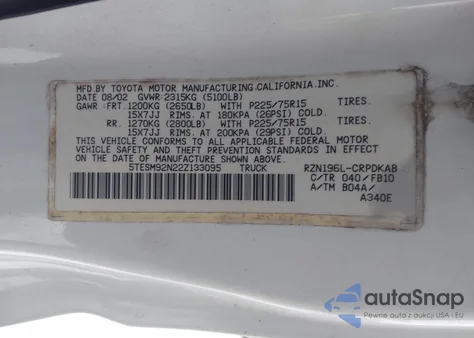 2002 Toyota Tacoma Prerunner z USA, uszkodzony, nr VIN 5TESM92N22Z133095